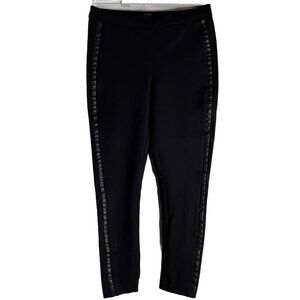 Formal Black Skinny Stretch Pants Sexy Leather-like Stripe Sz S IVANKA TRUMP